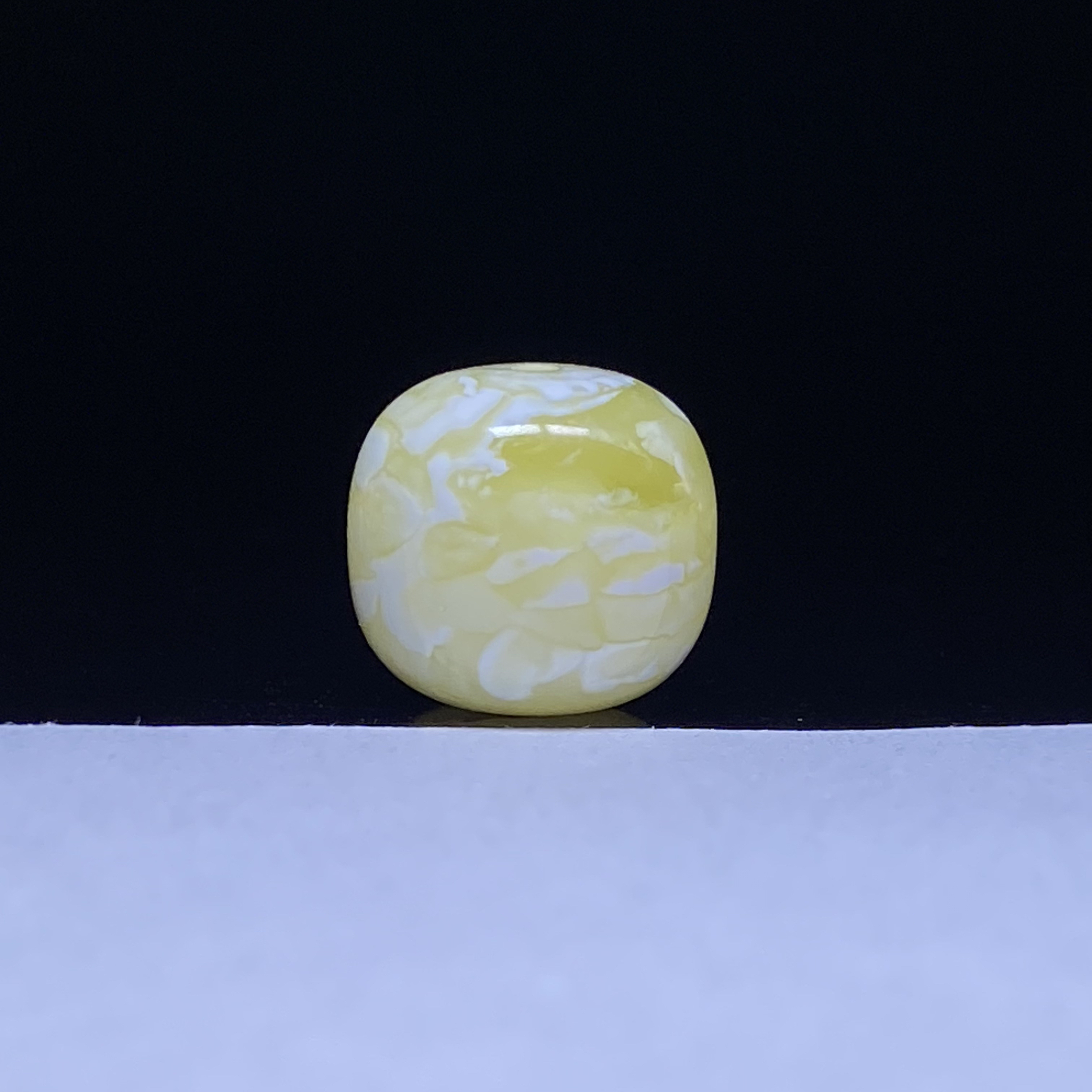 琥珀蜜蜡漆白花溶洞虎皮纹蜜蜡老型单珠12.6mm