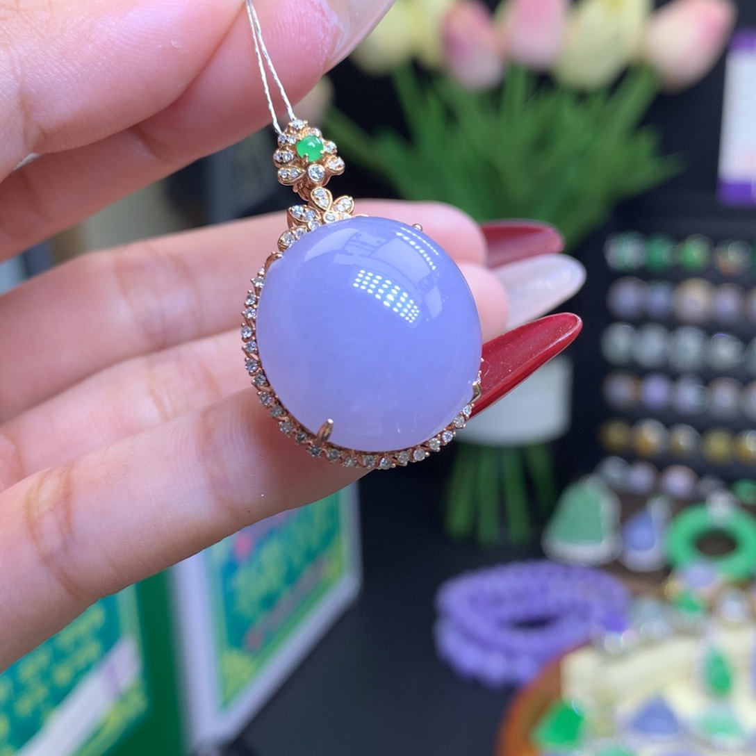 翡翠颈饰18K金镶嵌天然