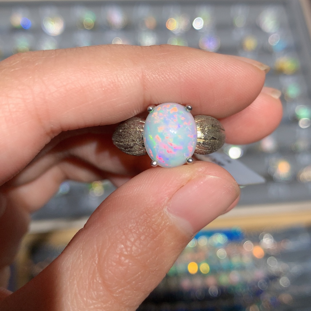 银S925镶嵌欧泊欧泊戒指y