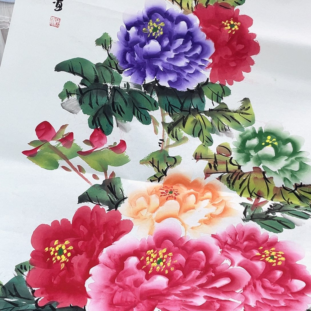国画纯手绘的花鸟山水