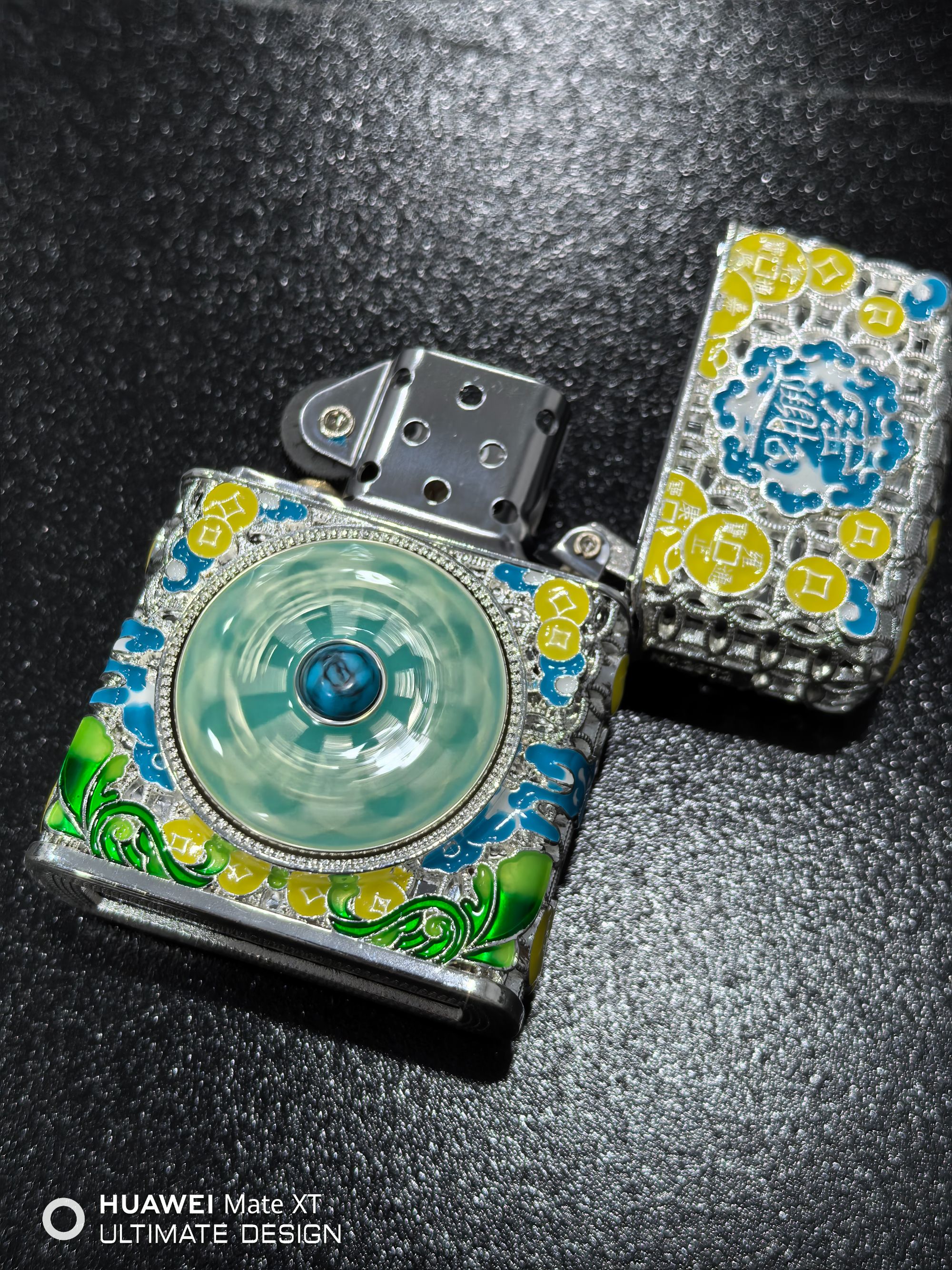 镀银算盘八方来财夜光珐琅防风打火机官方正品七夕礼物