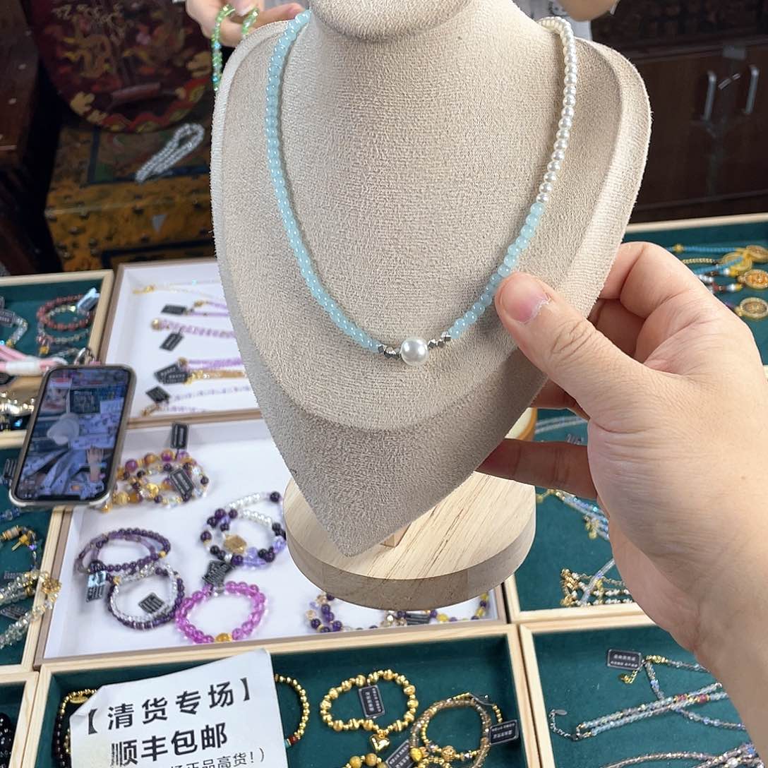 水晶手链银S925镀金镶嵌