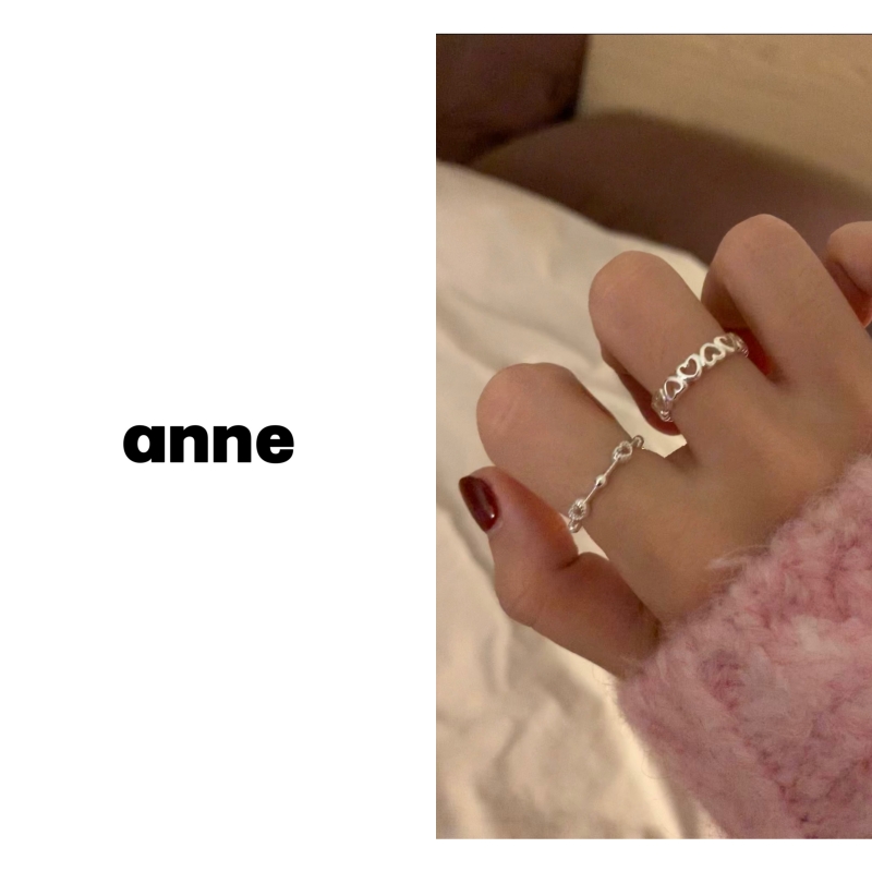 铜合金戒指 【甜心捕手】韩国小众设计镂空爱心戒指简约可调节戒指