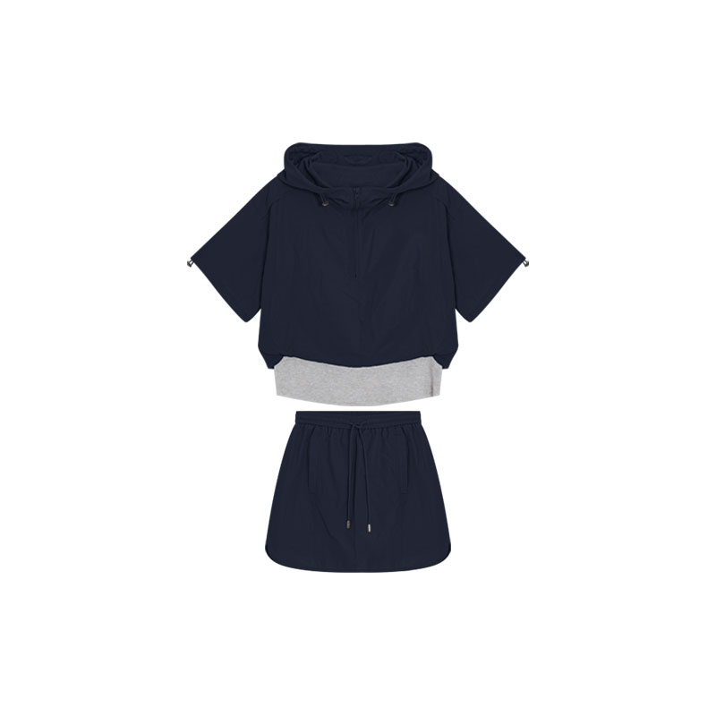 PCNY「靛影逸姿」四四大王夏季新款小众休闲百搭连帽设计运动套装