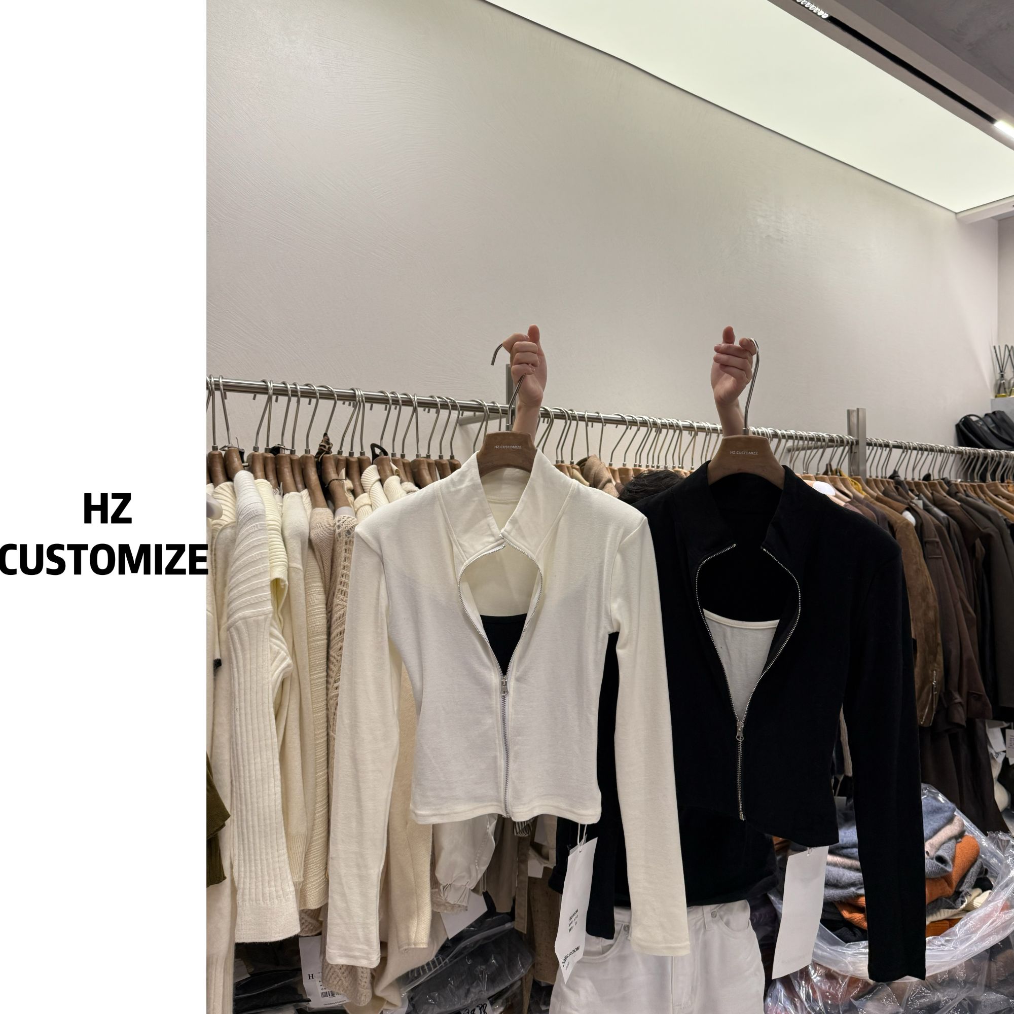  惠惠子甄选 【立领假两件上衣】新款设计感拼接假两件t