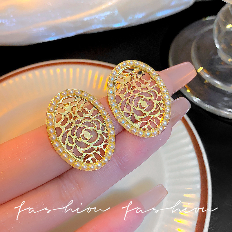 合金仿珍珠耳饰 【A018】复古法式珍珠耳环简约气质时尚百搭耳钉饰