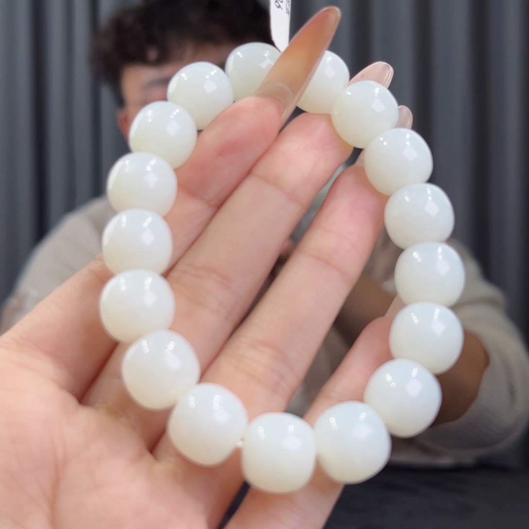 和田玉未镶嵌手串天然和田玉新疆且末天泰羊脂白玉13