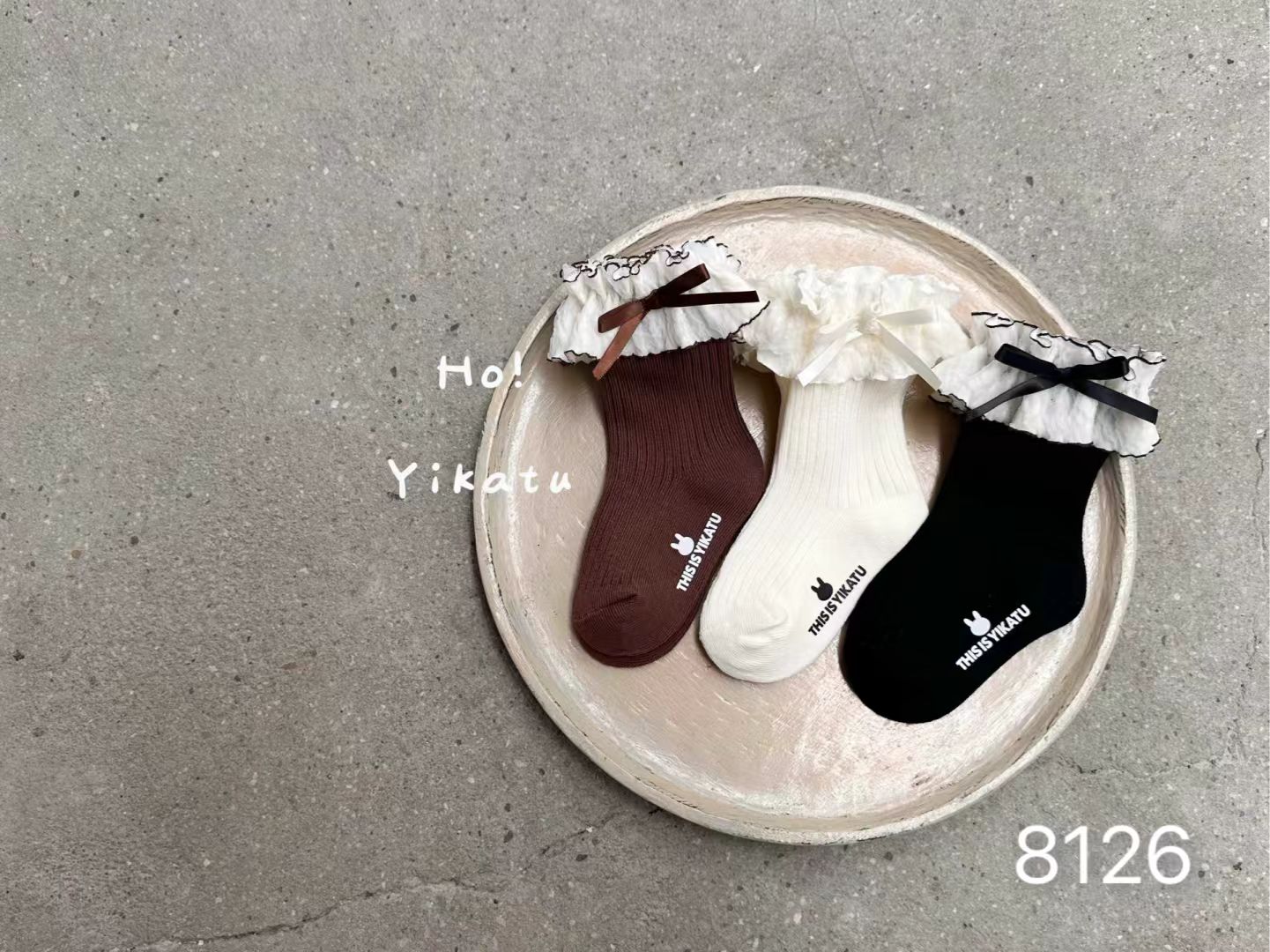 （3双）伊卡兔25秋冬女童袜子立体纱仿真花边袜