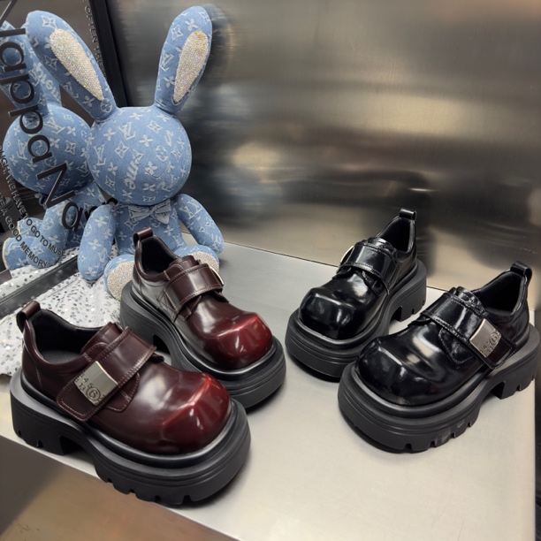 车厘子红厚底减龄渐变女乐福鞋