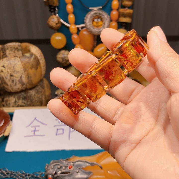 手链琥珀未镶嵌波兰设计款琥珀蜜蜡