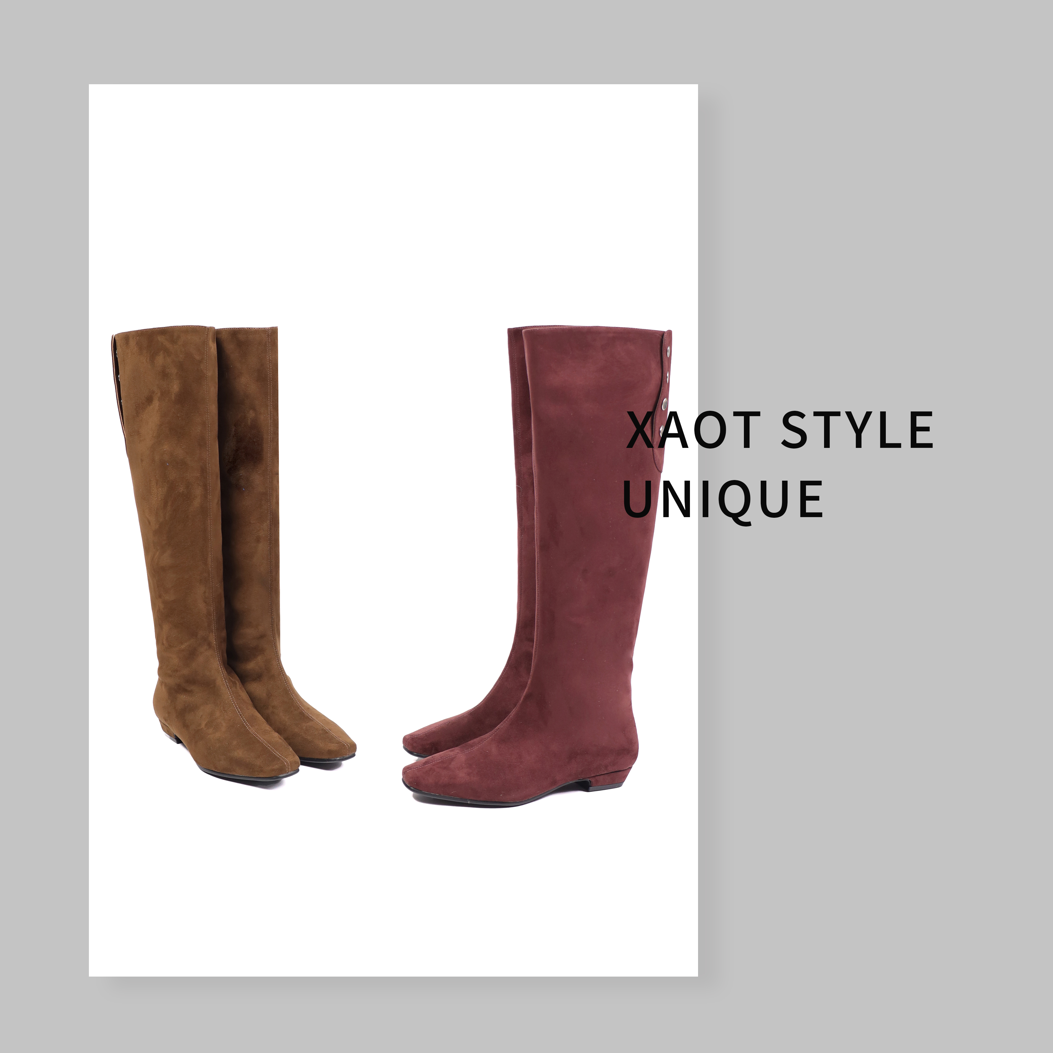 一棠·新款绒面2025设计师高筒复古弹力秋冬氛围感英伦骑士靴99003