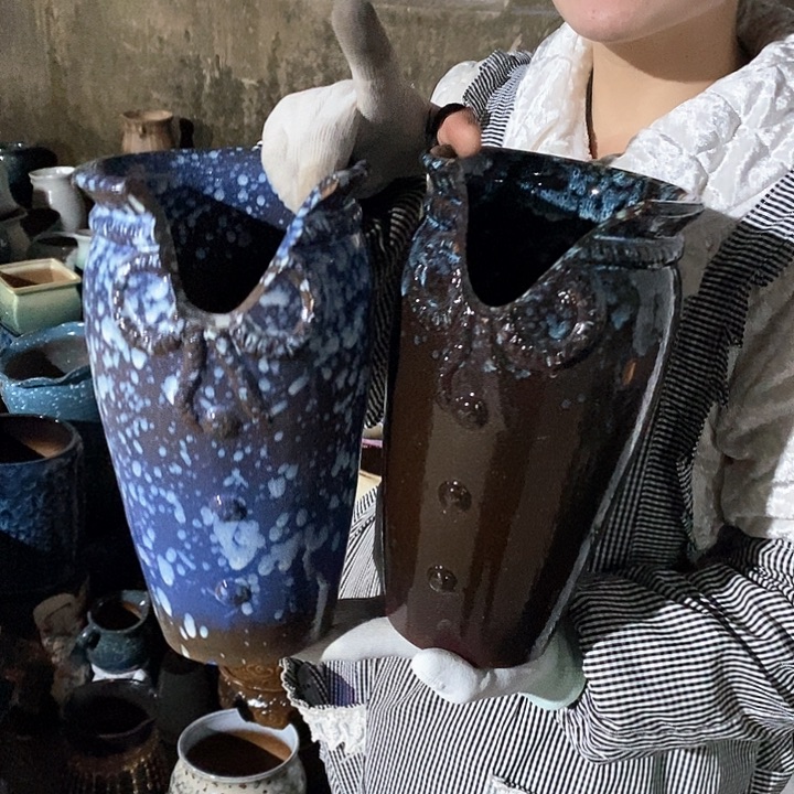 紫砂花盆瑕疵口14高25