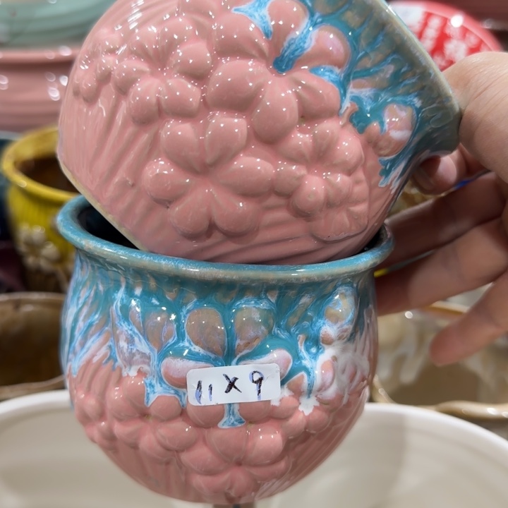 凑9块包邮，有孔，陶瓷花盆