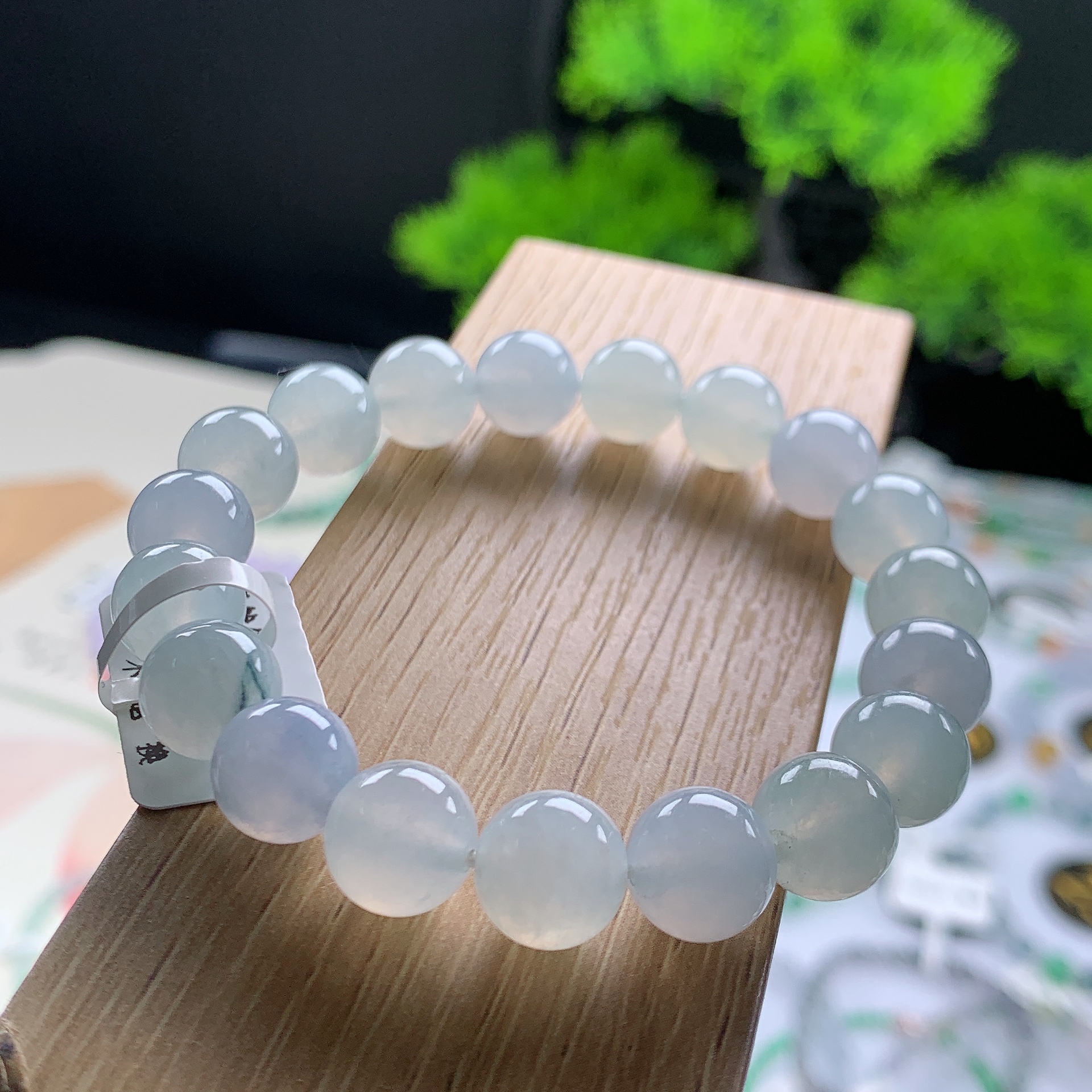 纯天然缅甸A货翡翠冰钢圆珠手串梦幻冰马卡龙珠尺寸卡10mm