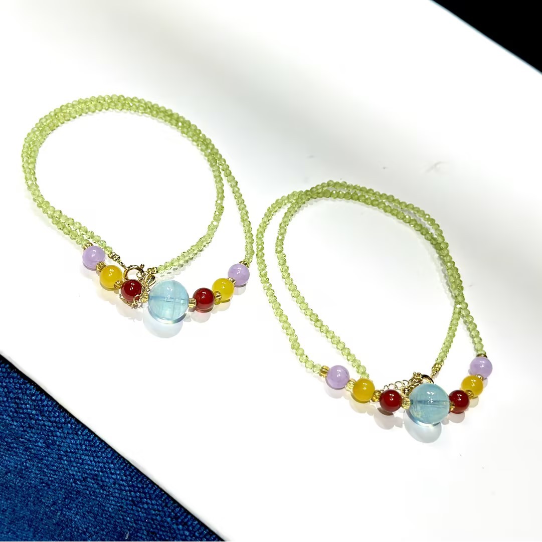 【DL】海蓝宝单珠DIY项链（多样性发其一）