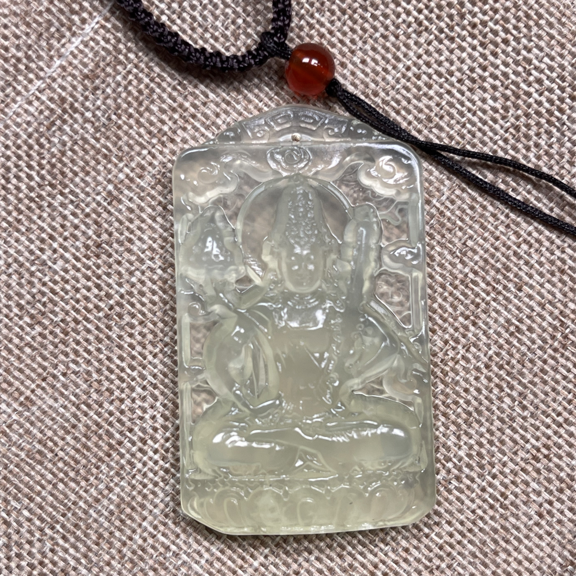 岫玉精品虚空藏菩萨吊坠 挂件牛虎点守护神