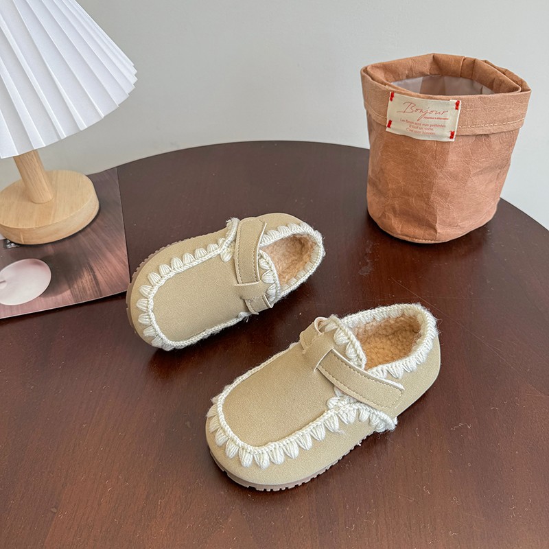 【清仓处理】女童勃肯棉鞋2025保暖新款儿童加绒花边冬季宝宝豆豆鞋