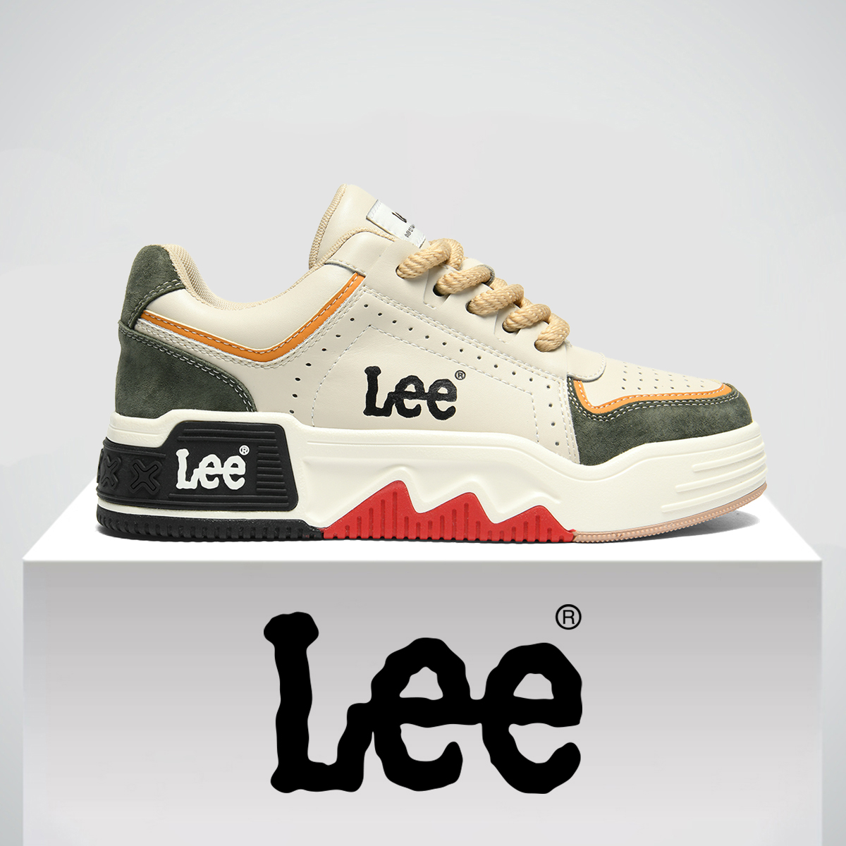 Lee男鞋2025四季新款百搭真皮舒适防滑面包鞋增高运动鞋时尚板鞋