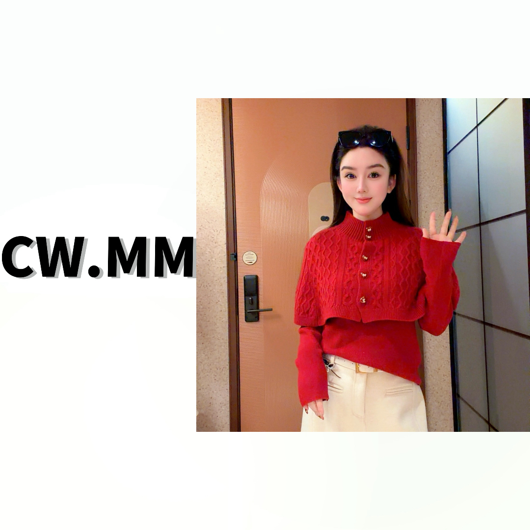 CW.MM 设计感打底毛衣披肩斗篷两件套羊毛毛衣