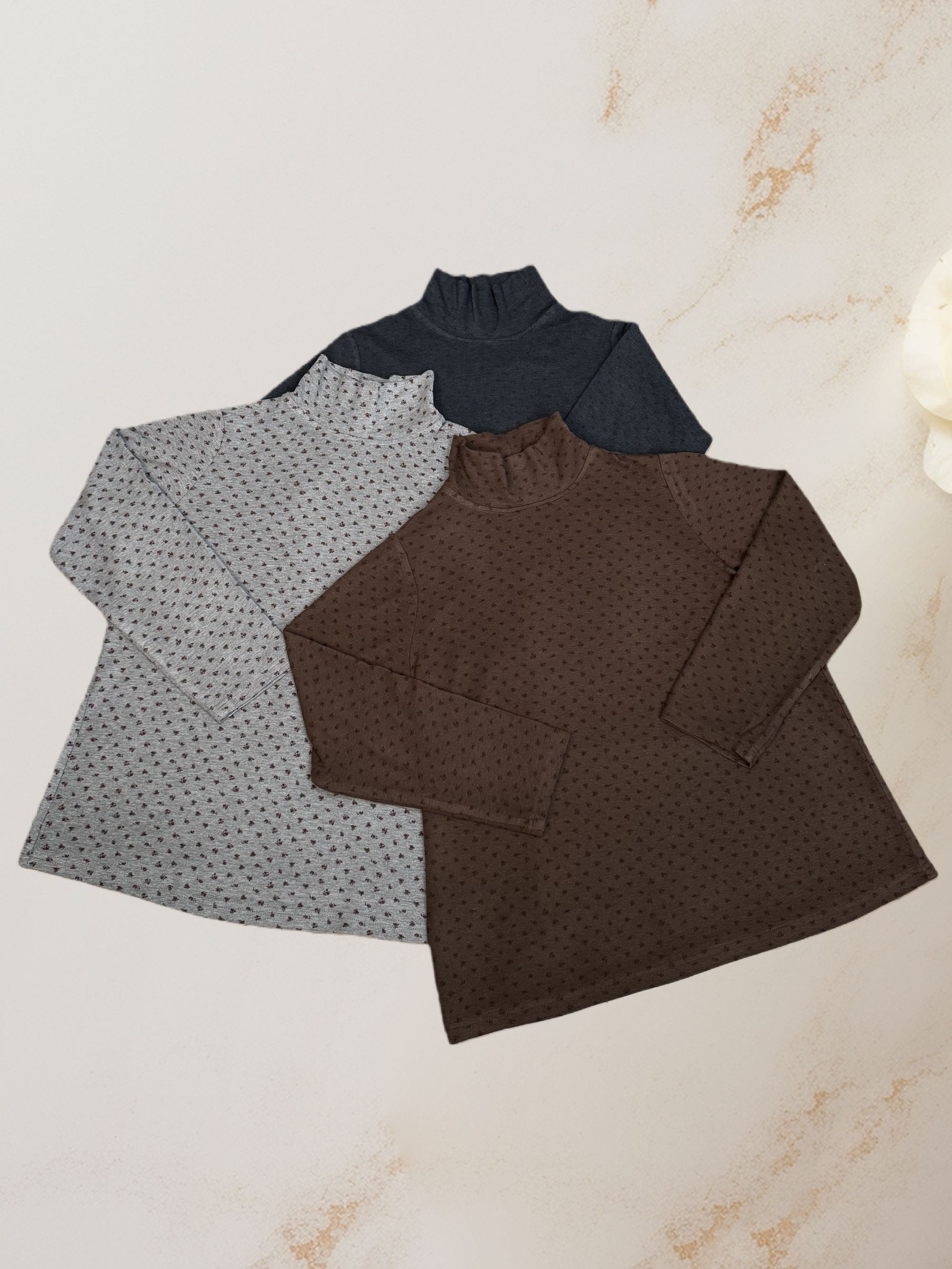 【YANLI】5280经典磨绒小碎花弹力打底衫