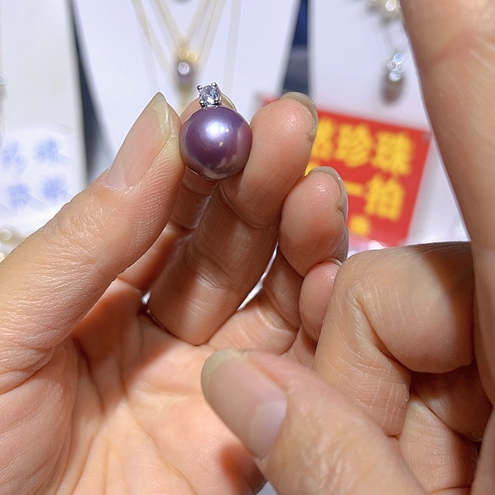 淡水珍珠紫珠银色戴妃未镶嵌