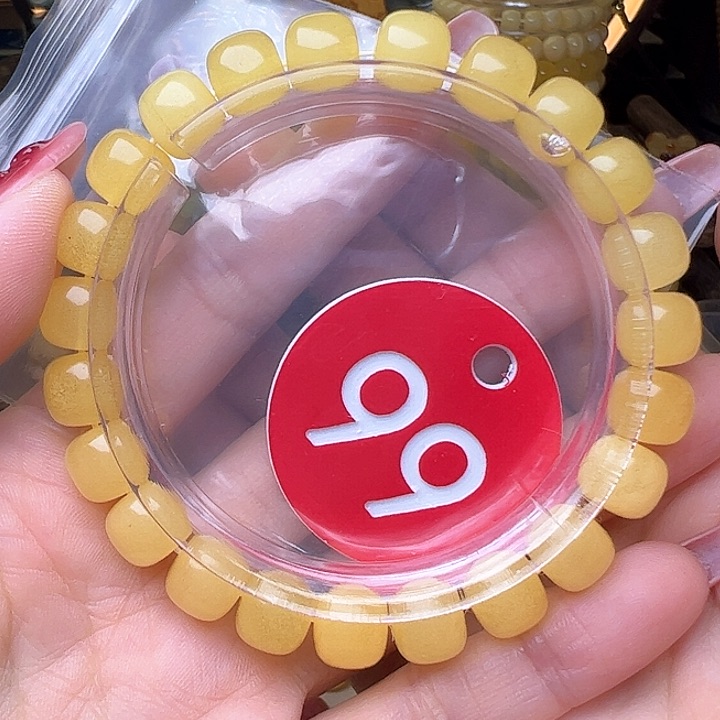 蜜蜡裸石未镶嵌金沙 9.3mm 老型手串