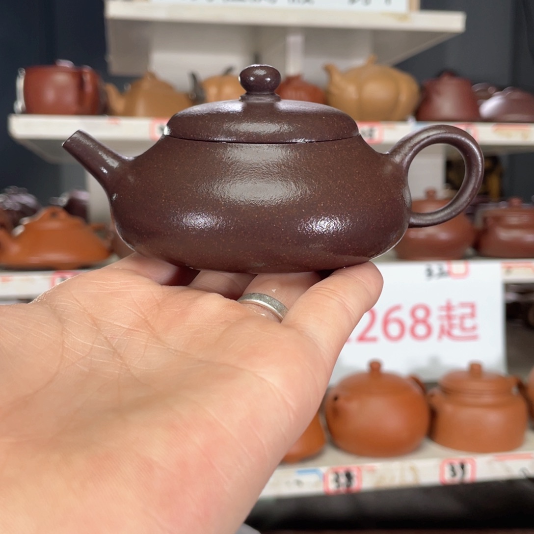 紫砂茶壶黑墩头全手工130毫升