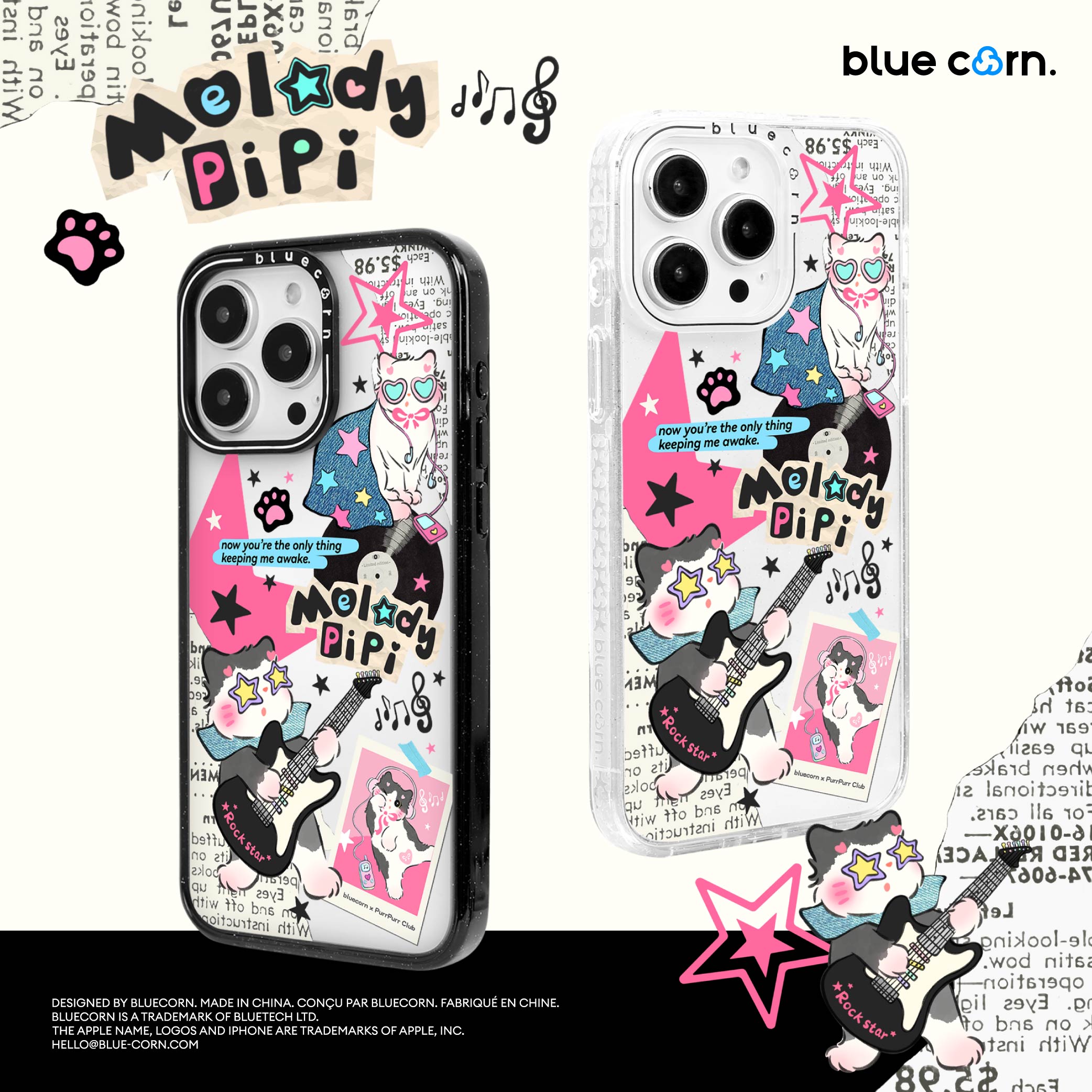 Bluecorn联名PurrpurrCLUB 摇滚pipi 适用于iPhone16/15/PM手机壳
