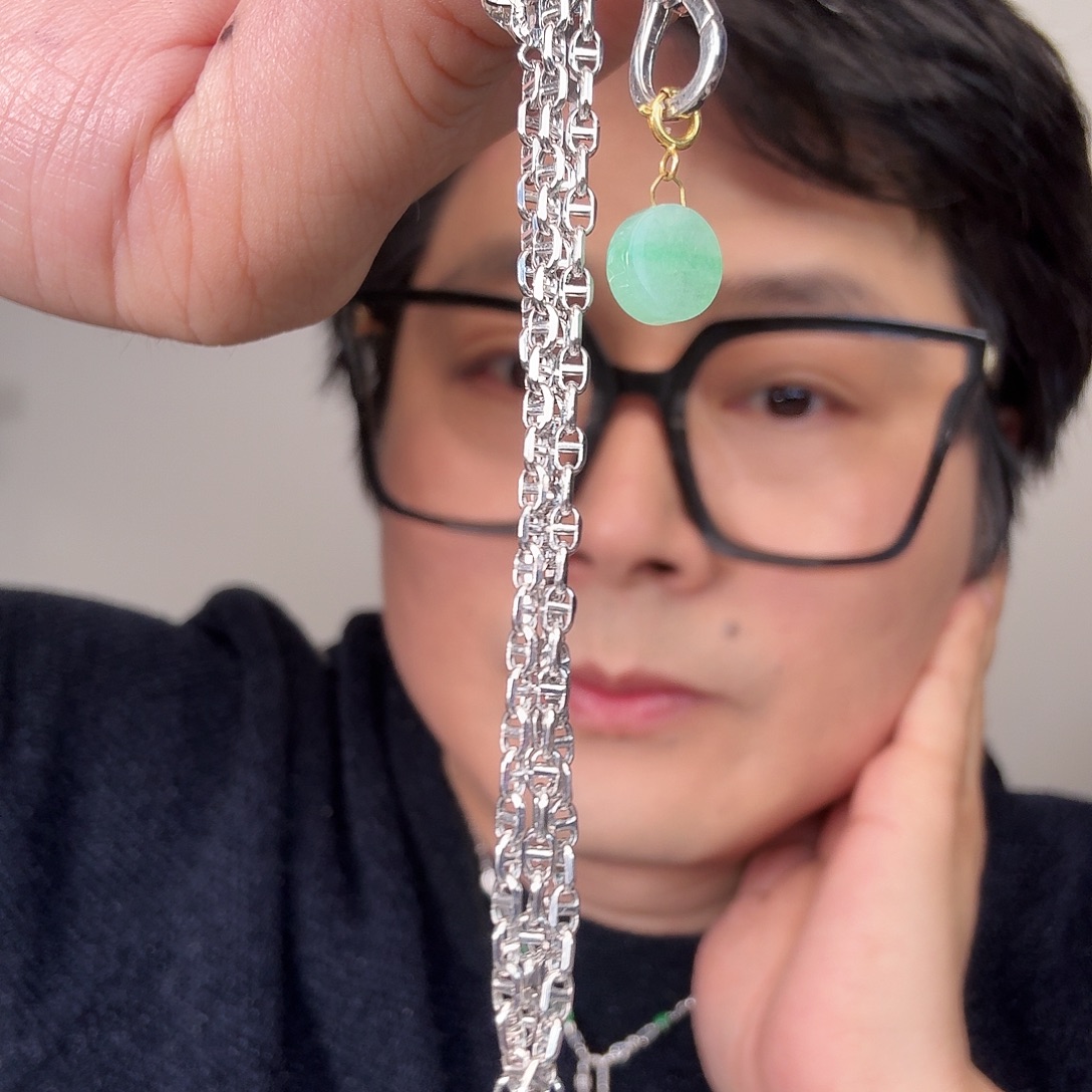 *****翡翠18K金镶嵌颈饰一件