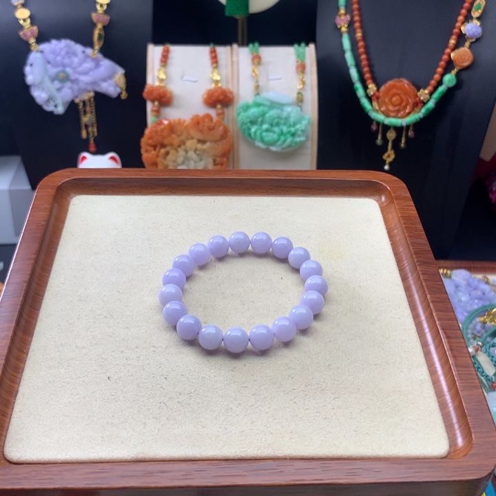 翡翠手链未镶嵌紫翡手串