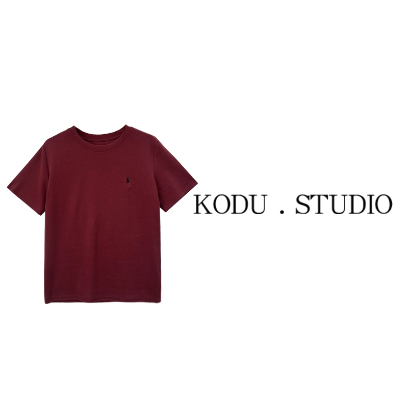 XQI【刻度KODU】QC-4976夏季新品经典简约百搭圆领纯色刺绣短袖T恤