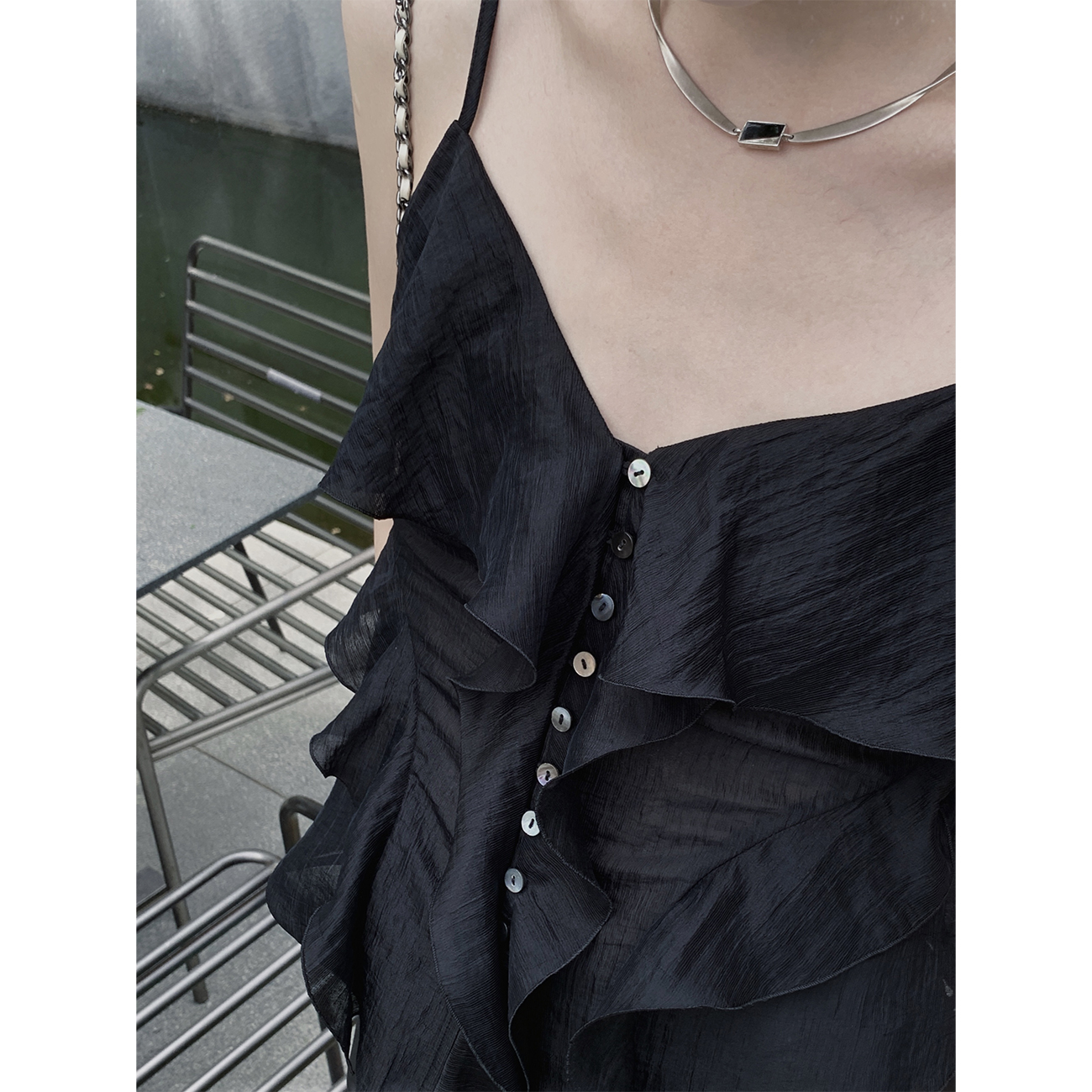 ASM ANNA 吊带背心独特荷叶边吊带无袖上衣外穿内搭A254BXS019