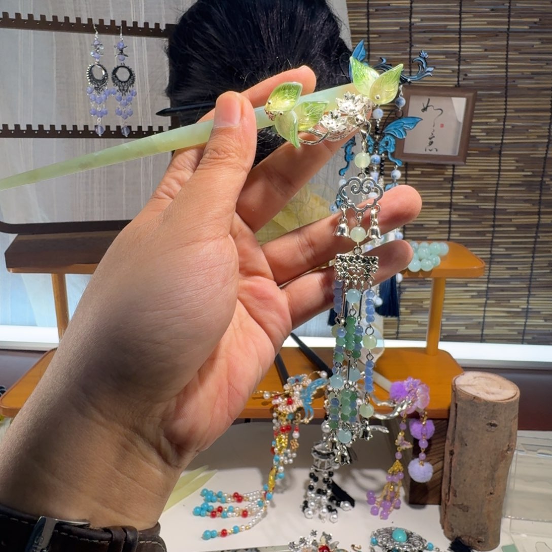 蛇纹石玉合金发饰