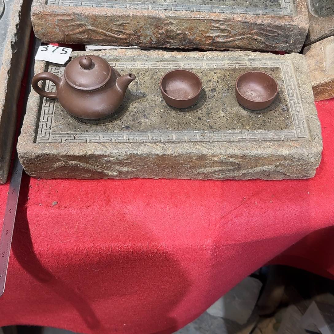 老砖后刻干泡茶台