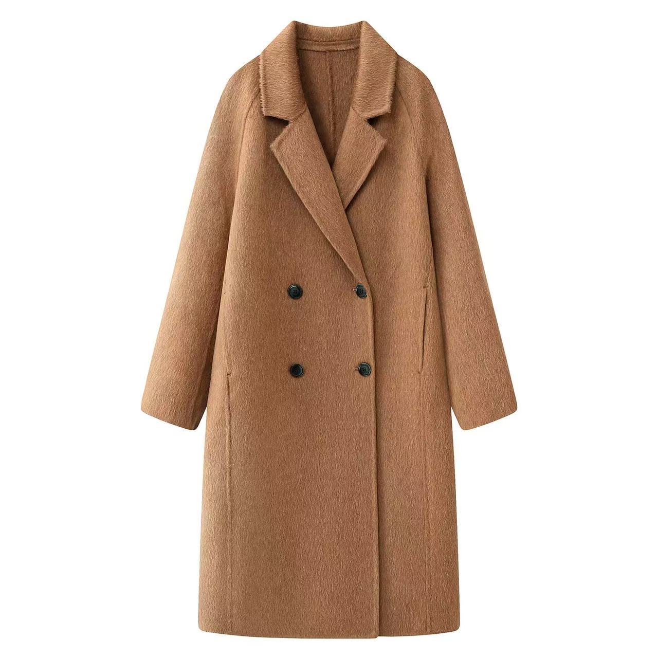 极简风保暖秋冬毛呢外套女气质大衣25163