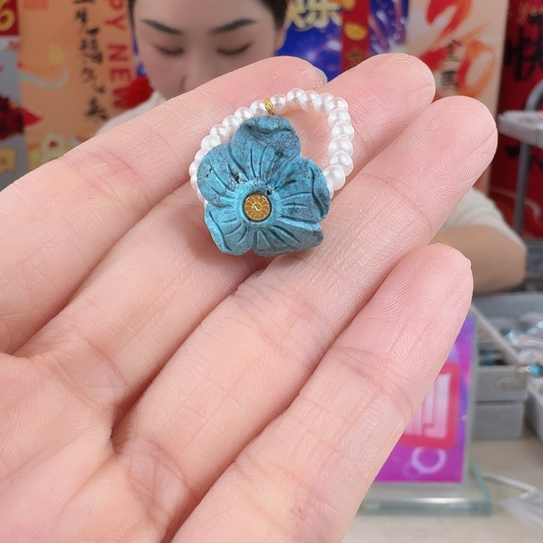 绿松石银S925镀金镶嵌珠宝奇石