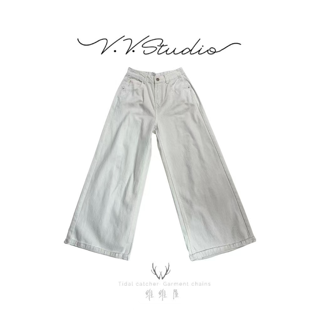 WellSoong•NO退NO换【甩腿月光白】牛仔裤