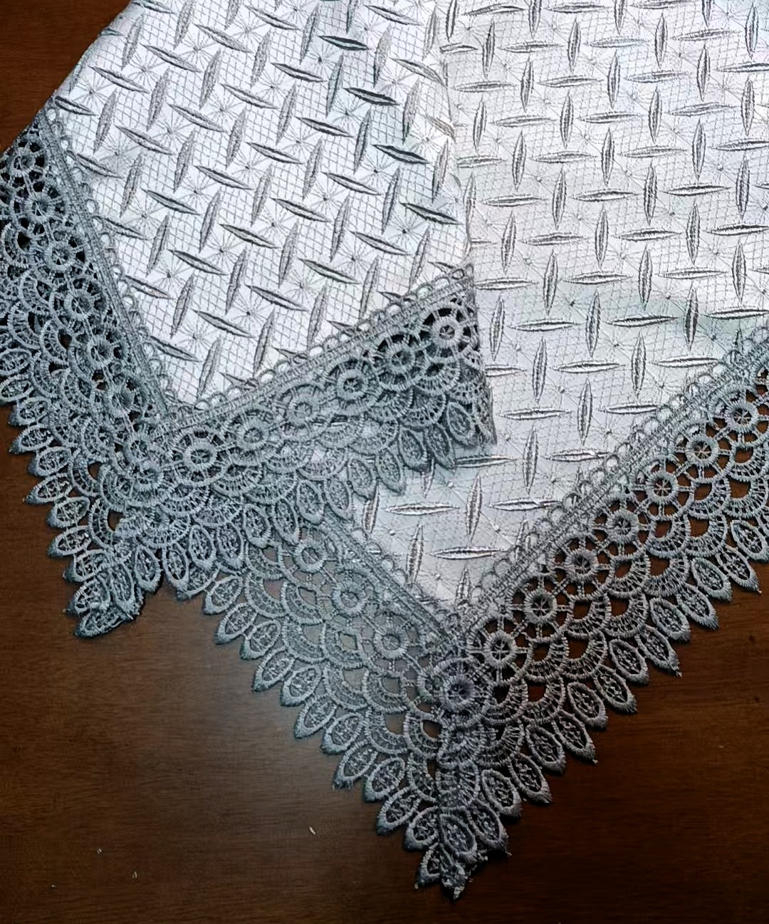 D35 浮雕绣瓜子灰色 (130cm方）方桌圆桌麻将桌盖巾，电视盖巾60寸