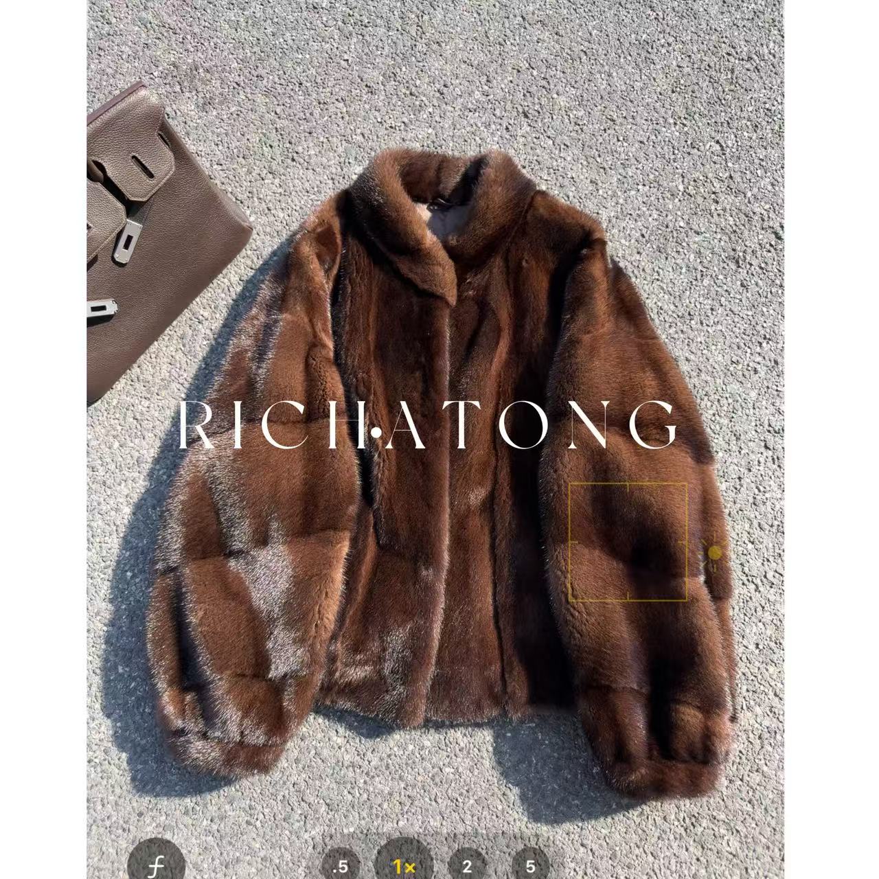 RICH ATONG.-【琥珀咖】-小中领竖抽收藏级水貂光泽感外套1229-25