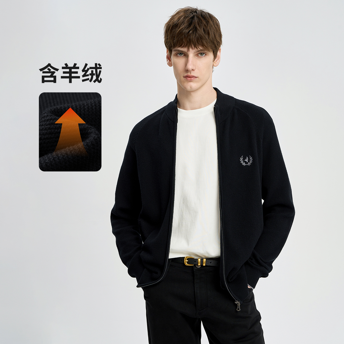 [含山羊绒]navigare意大利小帆船春秋男士休闲外套长袖开衫卫衣