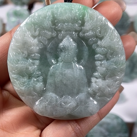 翡翠颈饰未镶嵌凤凰九龙大日如来两面工福利