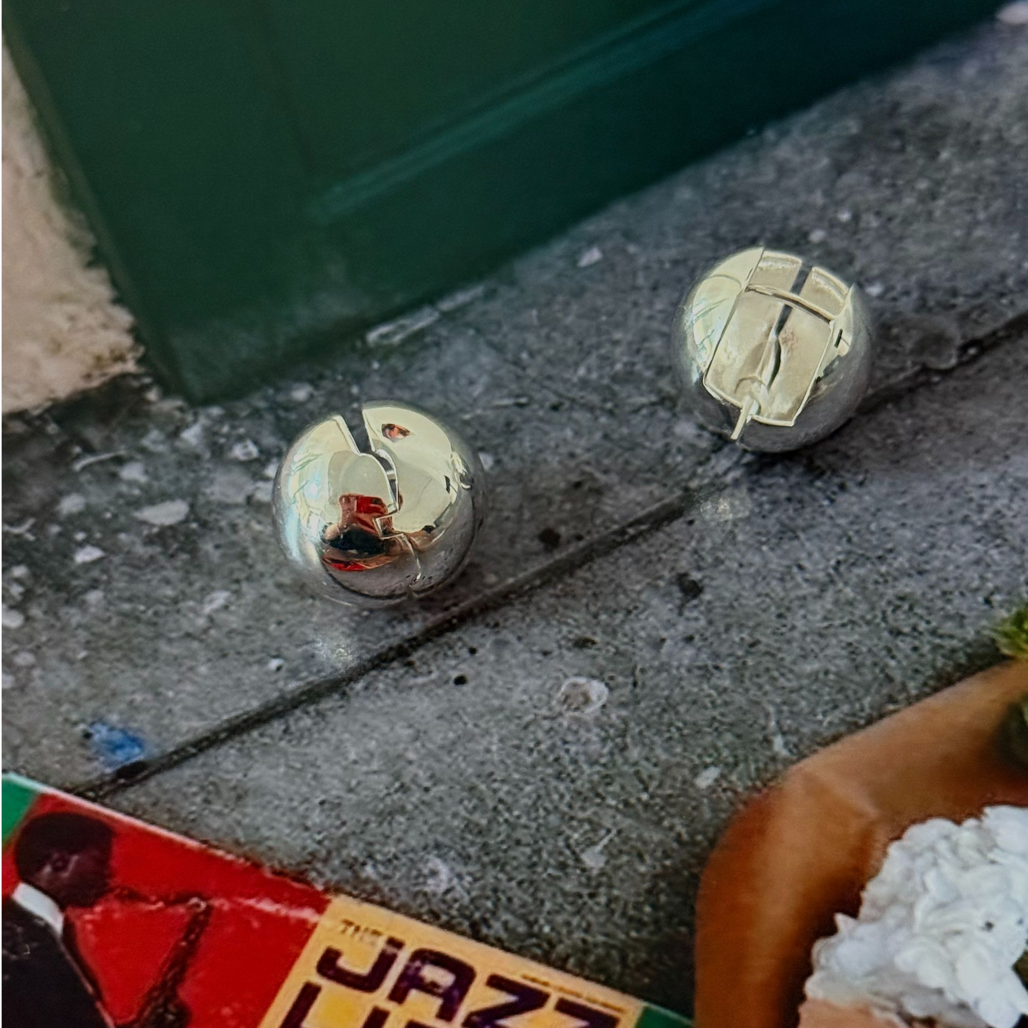 925银耳饰 E206韩版ins风光面球球耳扣银色耳环百搭饰品耳钉耳圈