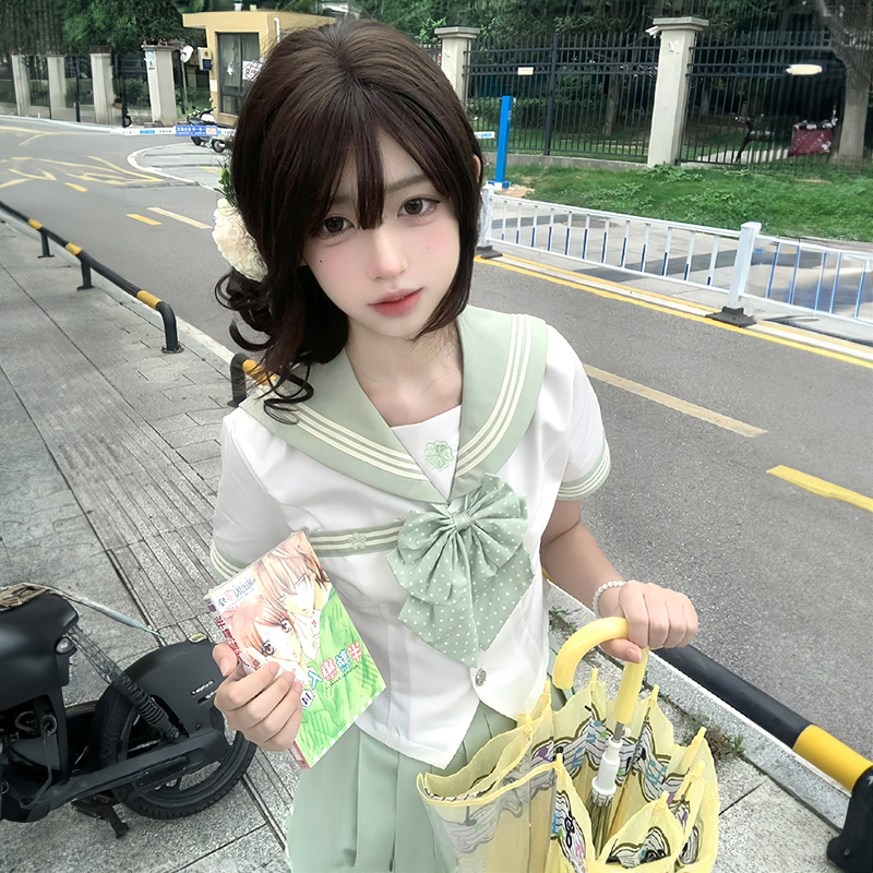 甜嗑【莓烦恼】原创正版jk制服裙水手服收腰短袖日系学院风甜妹套装