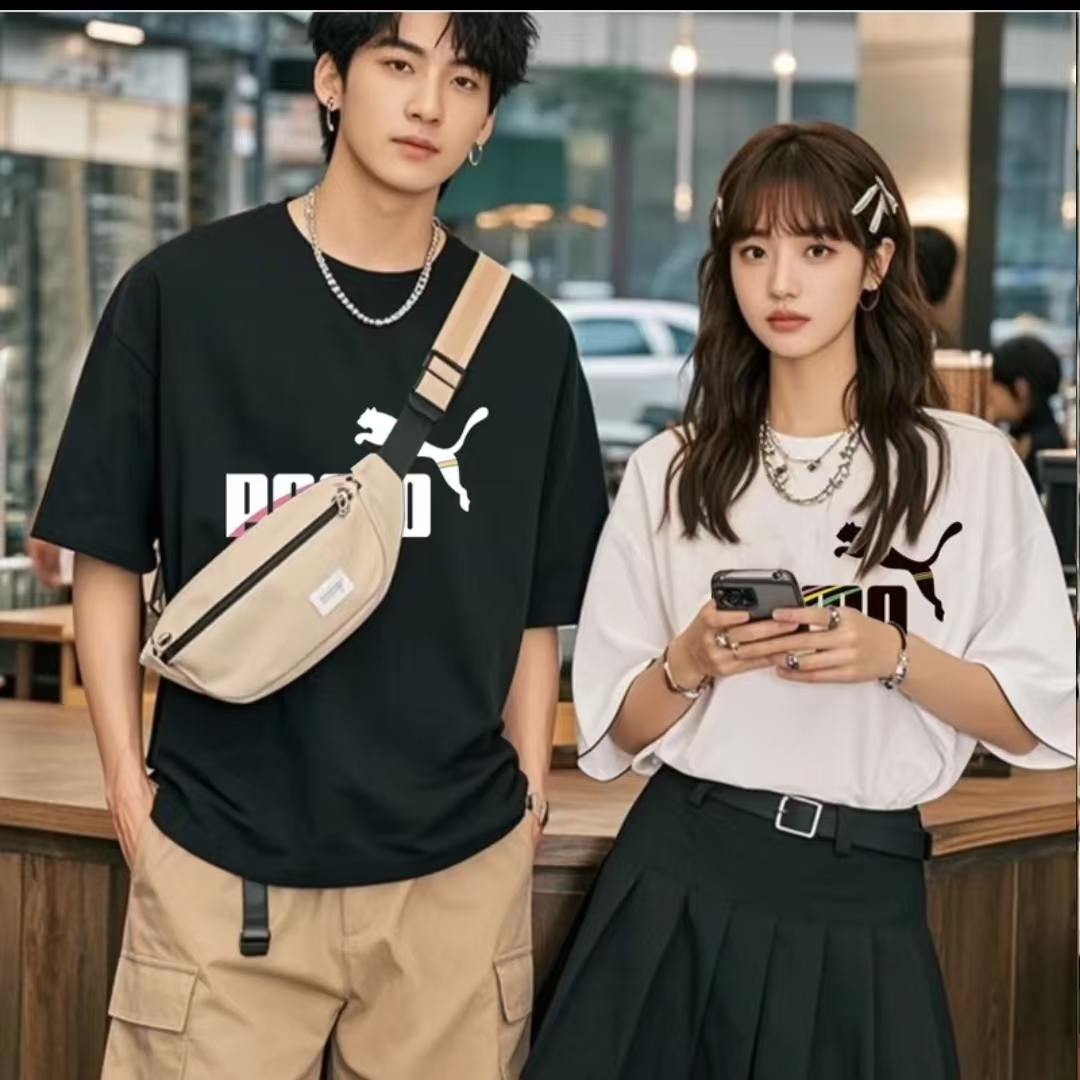 纯棉撤柜重磅情侣新疆长绒棉圆领休闲轻奢百搭短袖T桖-010