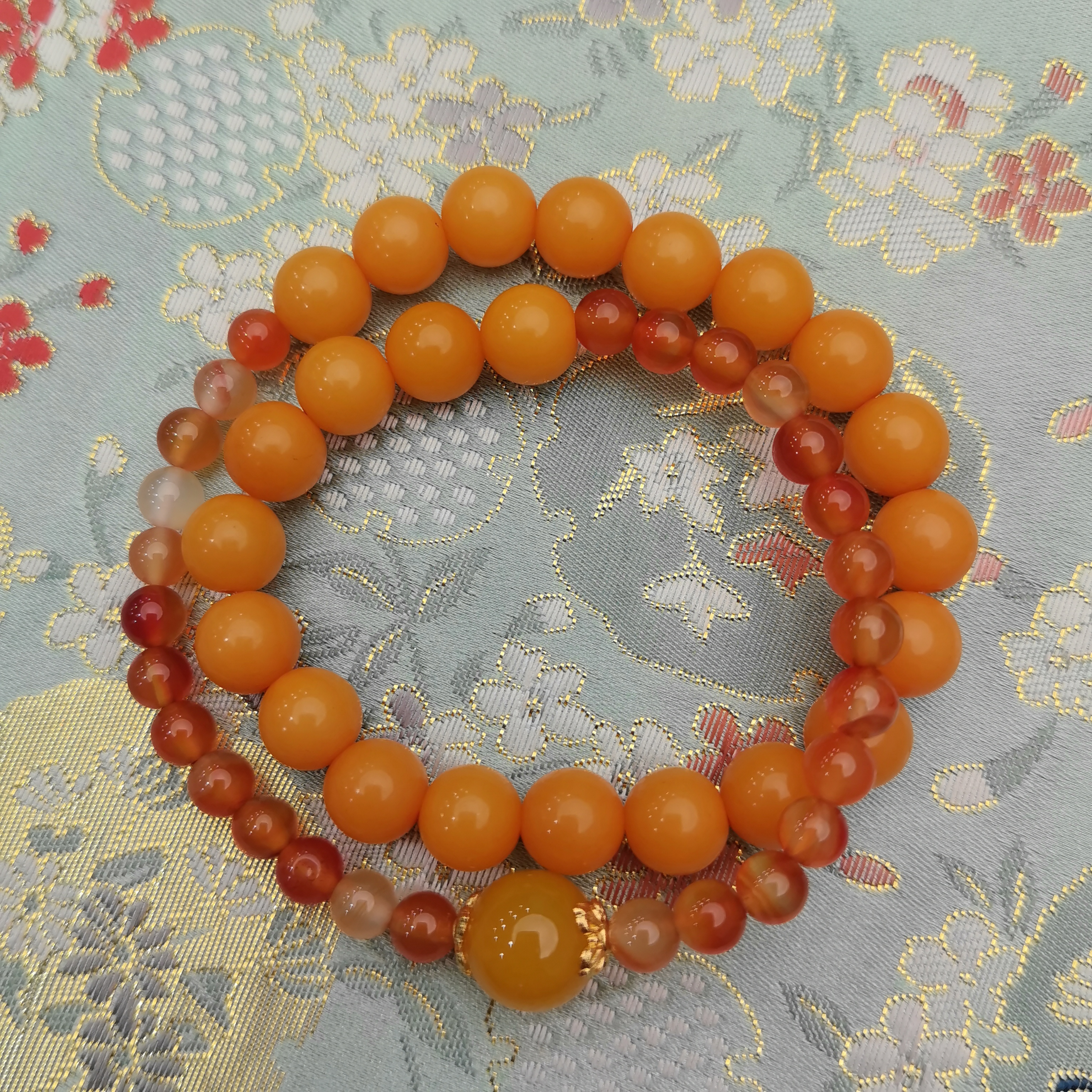 DP 1129 9mm黄菩提+猫眼珠+大黄隔珠（无礼盒）