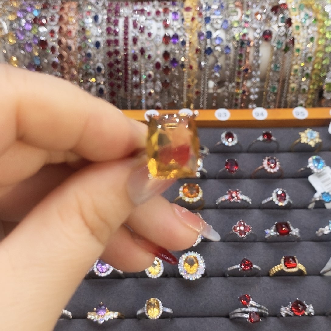 黄晶戒指银S925镶嵌寿****馆