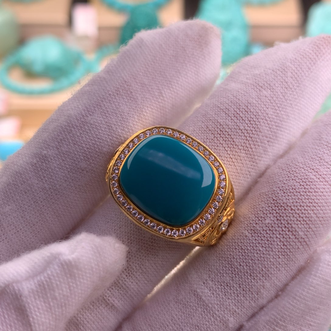 绿松石珠宝奇石18K金镶嵌