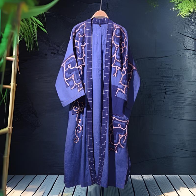 泰国清迈原创设计款时尚个性长款女士刺绣民族风外套风衣