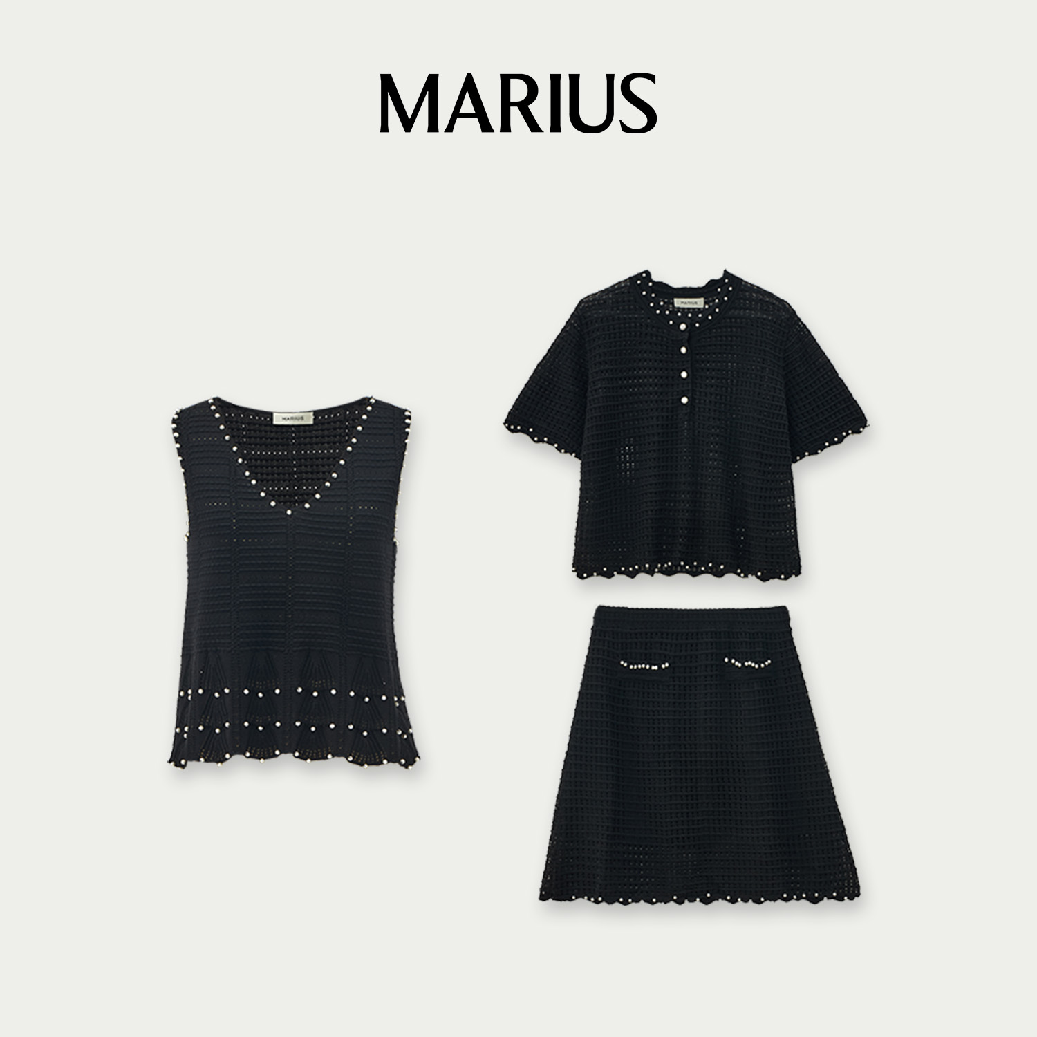 MARIUS"约会套"千金INS风法式时尚轻熟风针织套装