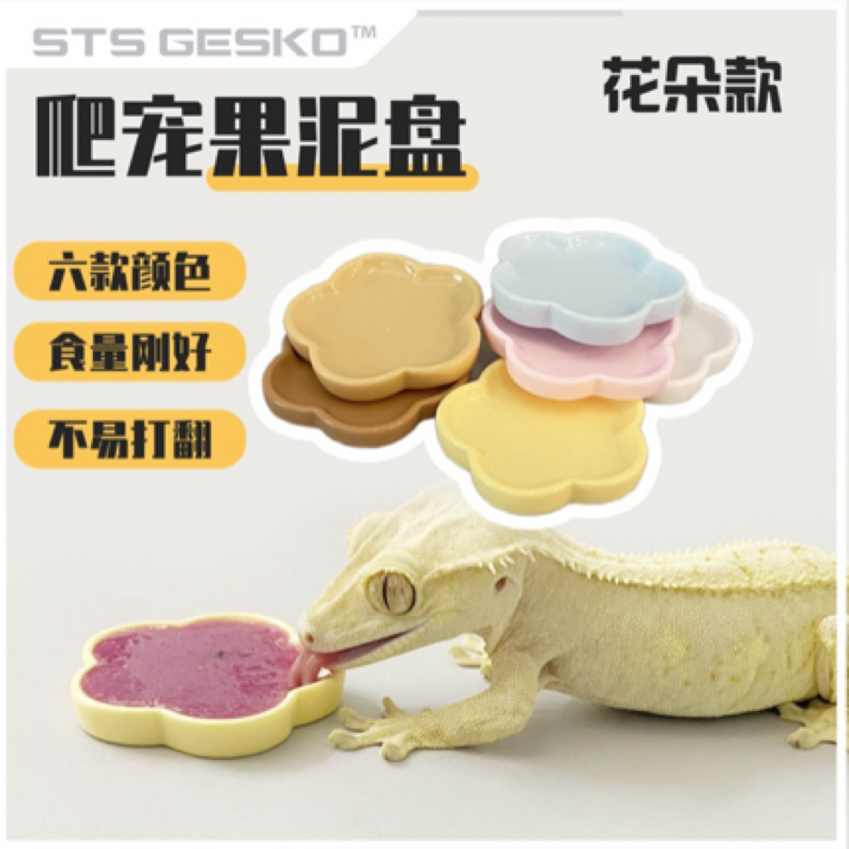 爬宠食盆花朵果泥盘食碟碗睫角守宫蜥蜴盖勾亚R属亚成体成体适用